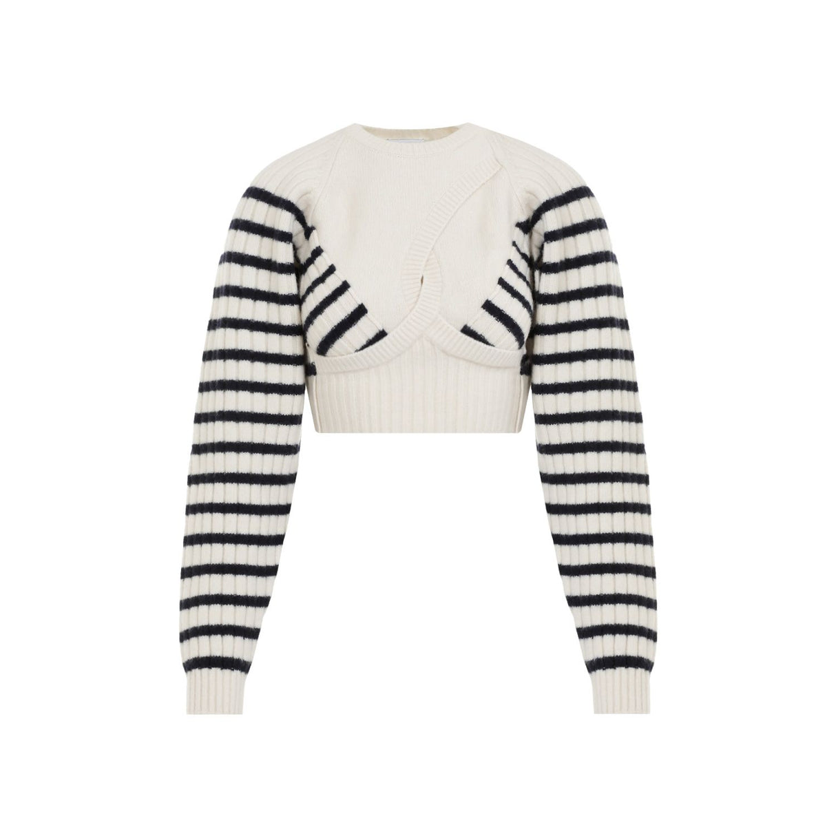 JEAN PAUL GAULTIER Nautical Stripe Merino Wool Blend Crop Pullover