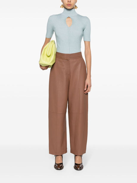 FENDI Luxurious Tan Leather Trousers for Women - SS24 Collection