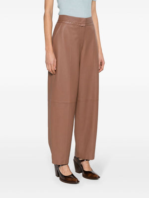 FENDI Luxurious Tan Leather Trousers for Women - SS24 Collection