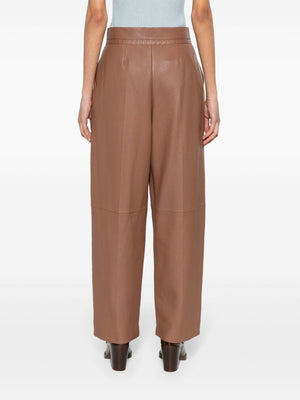 FENDI Luxurious Tan Leather Trousers for Women - SS24 Collection