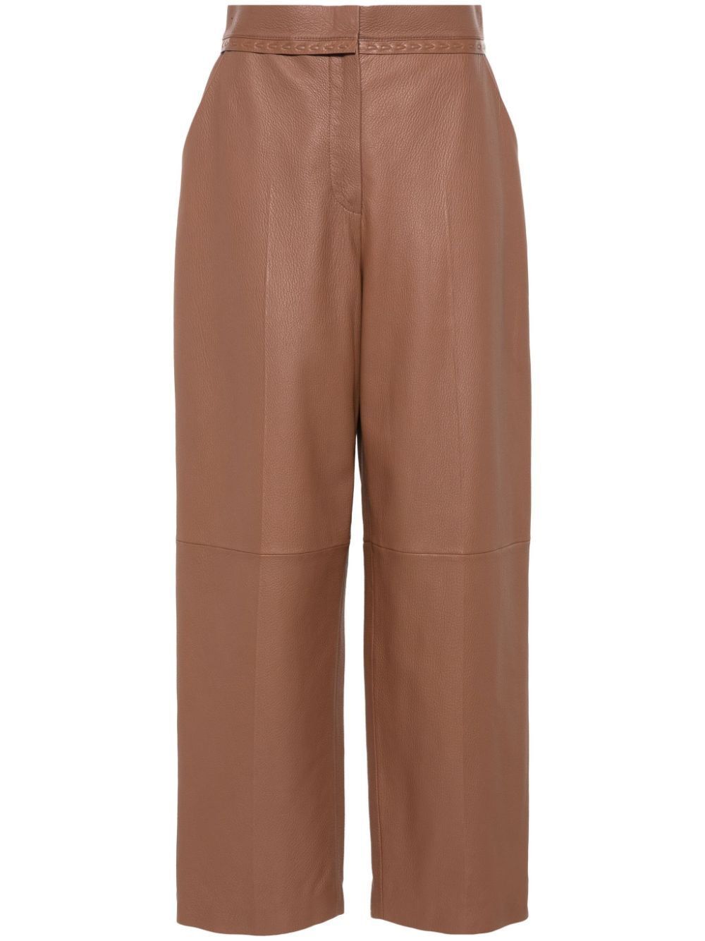 FENDI Luxurious Tan Leather Trousers for Women - SS24 Collection