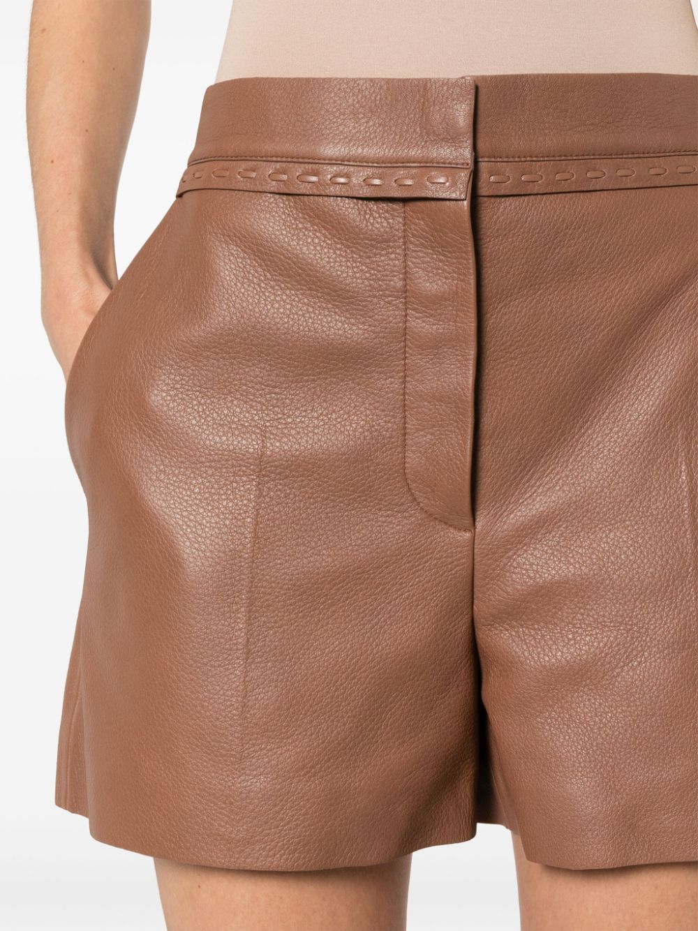 FENDI Leather Stitching Shorts - Brown