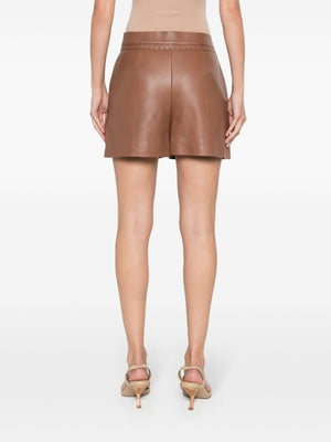 FENDI Leather Stitching Shorts - Brown