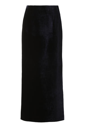 Blue Velvet Skirt with Back Zip Opening - FW23 Collection