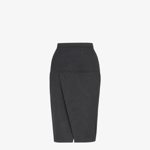 FENDI Anthracite Gray Striped Midi Skirt