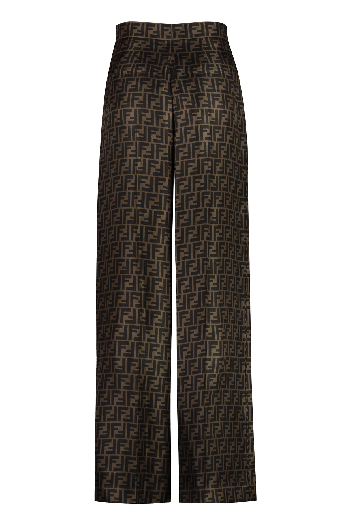 FENDI Luxurious Silk Trousers in All-Over FF Motif for Women