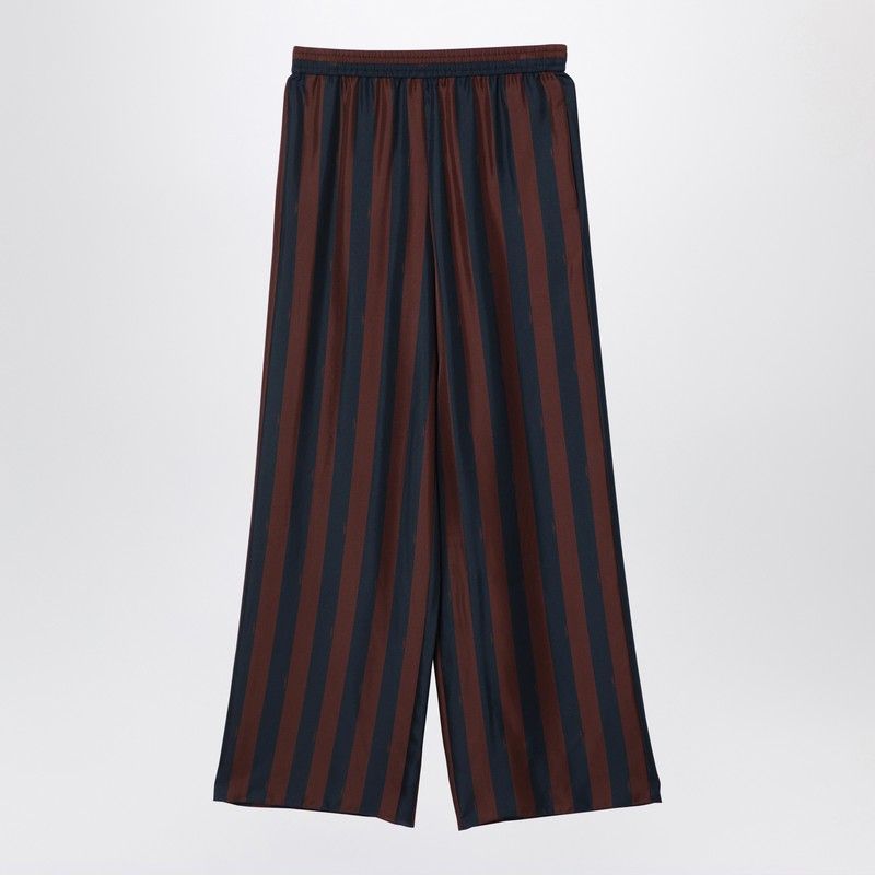 FENDI Elegant Striped Silk Trousers in Navy and Brown