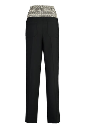 Black Wool Blend Trousers with Elastic Waistband for Women