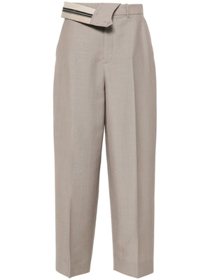 FENDI Asymmetrical Belted Mohair Pants in Ash