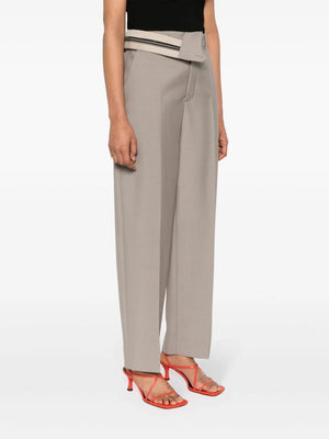 FENDI Beige Asymmetric Carrot-Fit Trousers for Women