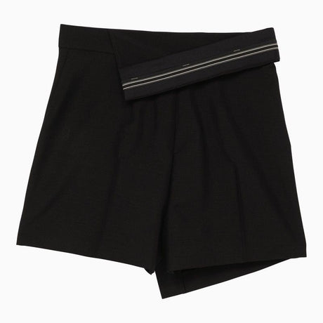 FENDI Wool Asymmetric Closure Shorts for Women in Black - SS24 Collection