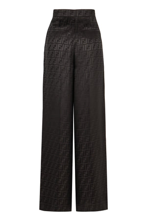 FENDI Luxury Silk Jacquard Trousers