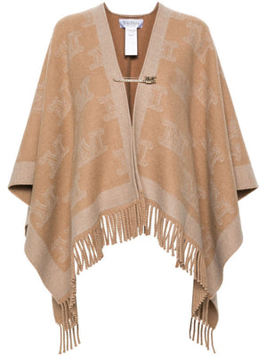 MAX MARA Chic Wool Poncho with Jacquard Pattern