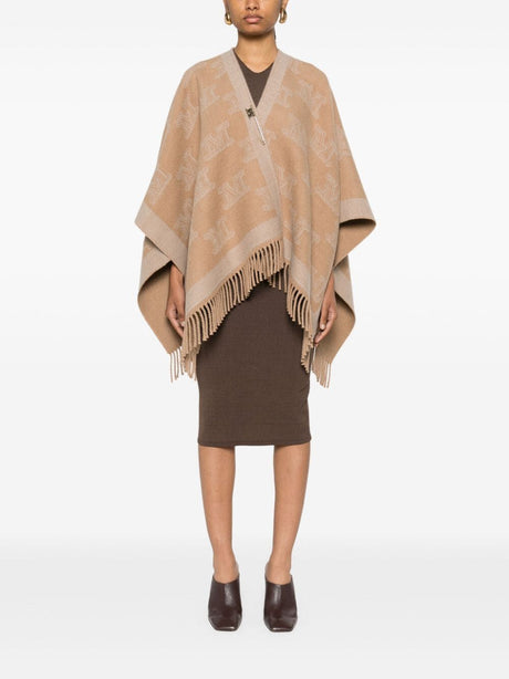 MAX MARA Chic Wool Poncho with Jacquard Pattern