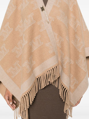 MAX MARA Chic Wool Poncho with Jacquard Pattern