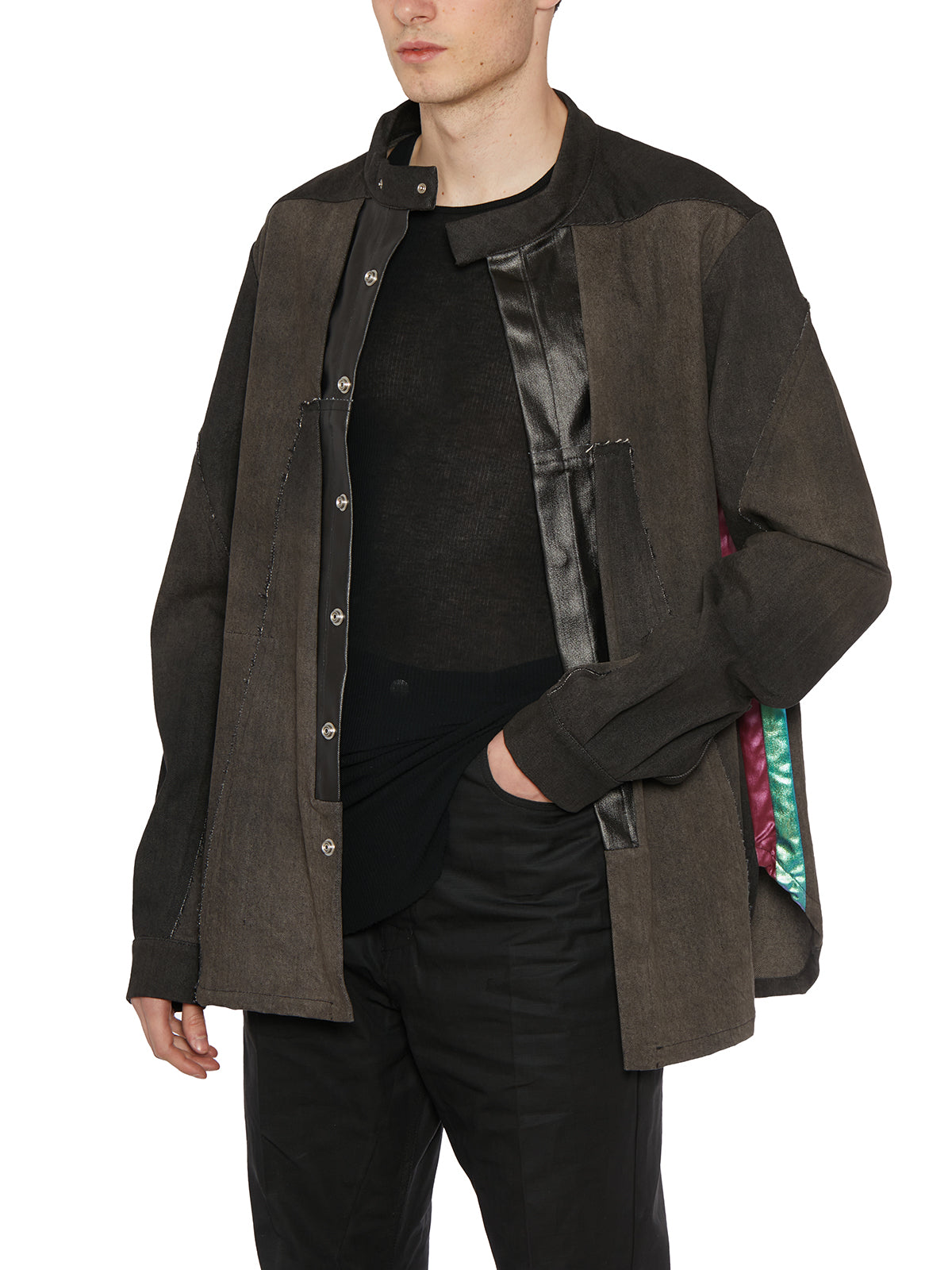 Áo khoác dài thời trang nam màu đen Black Denim Splintered - Bộ sưu tập SS23