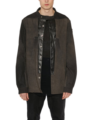 Black Cotton Splintered Outershirt Jacket - SS23 Collection