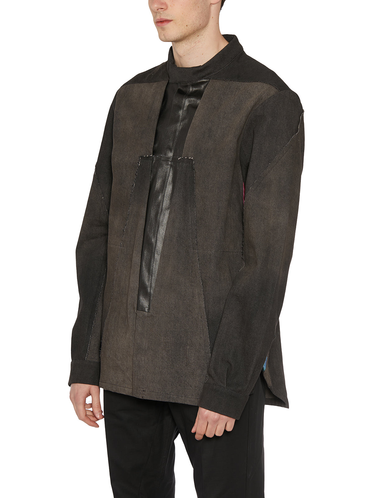 Black Cotton Splintered Outershirt Jacket - SS23 Collection