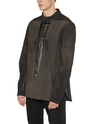 Black Cotton Splintered Outershirt Jacket - SS23 Collection