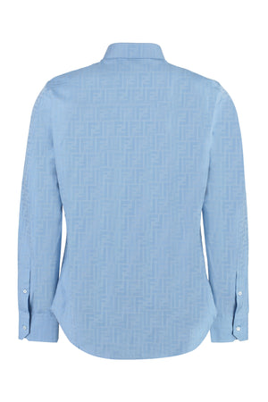 FENDI Men's Cyan Jacquard Short Sleeve Shirt for SS24