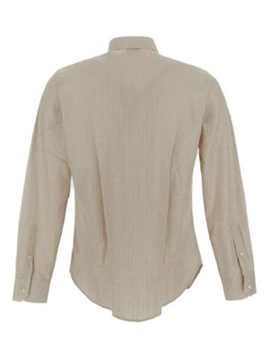 Cotton Fendi Logo Shirt in Nude & Neutrals for Men - SS23 Collection