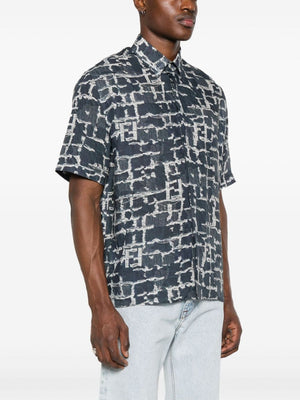 FENDI Indaco Silk Button-Up Shirt