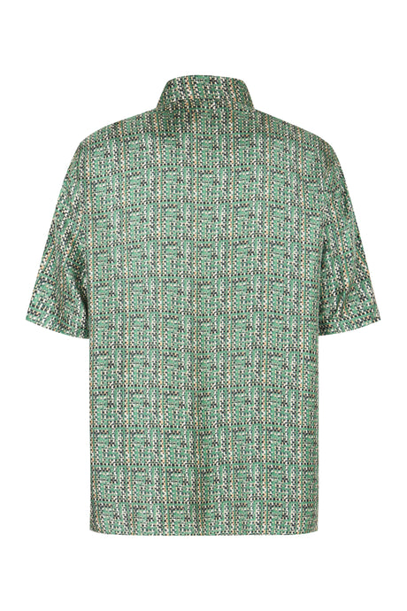 高級シルクシャツ（メンズ）- 緑色
