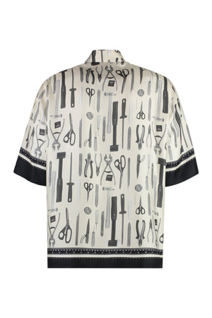 FENDI Men's Designer Graphic Print Silk Shirt