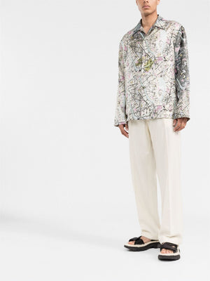 Vintage Map Silk Shirt for Men - SS22 Collection