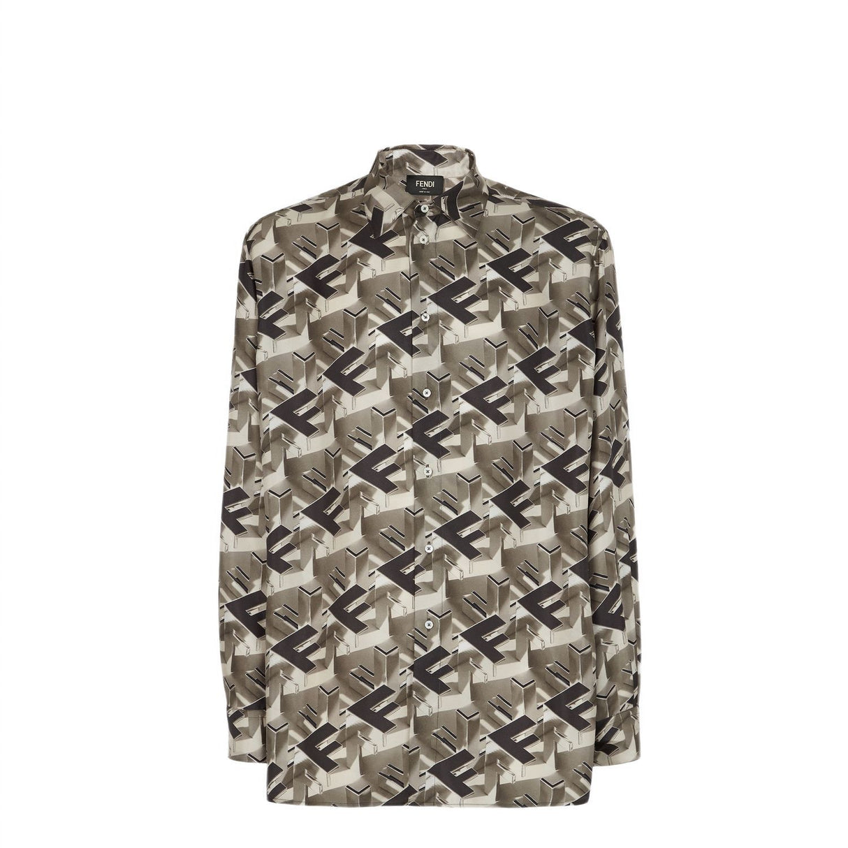 FENDI Luxurious Silk Block Shirt in Quinoa for MEN - FW23 Collection