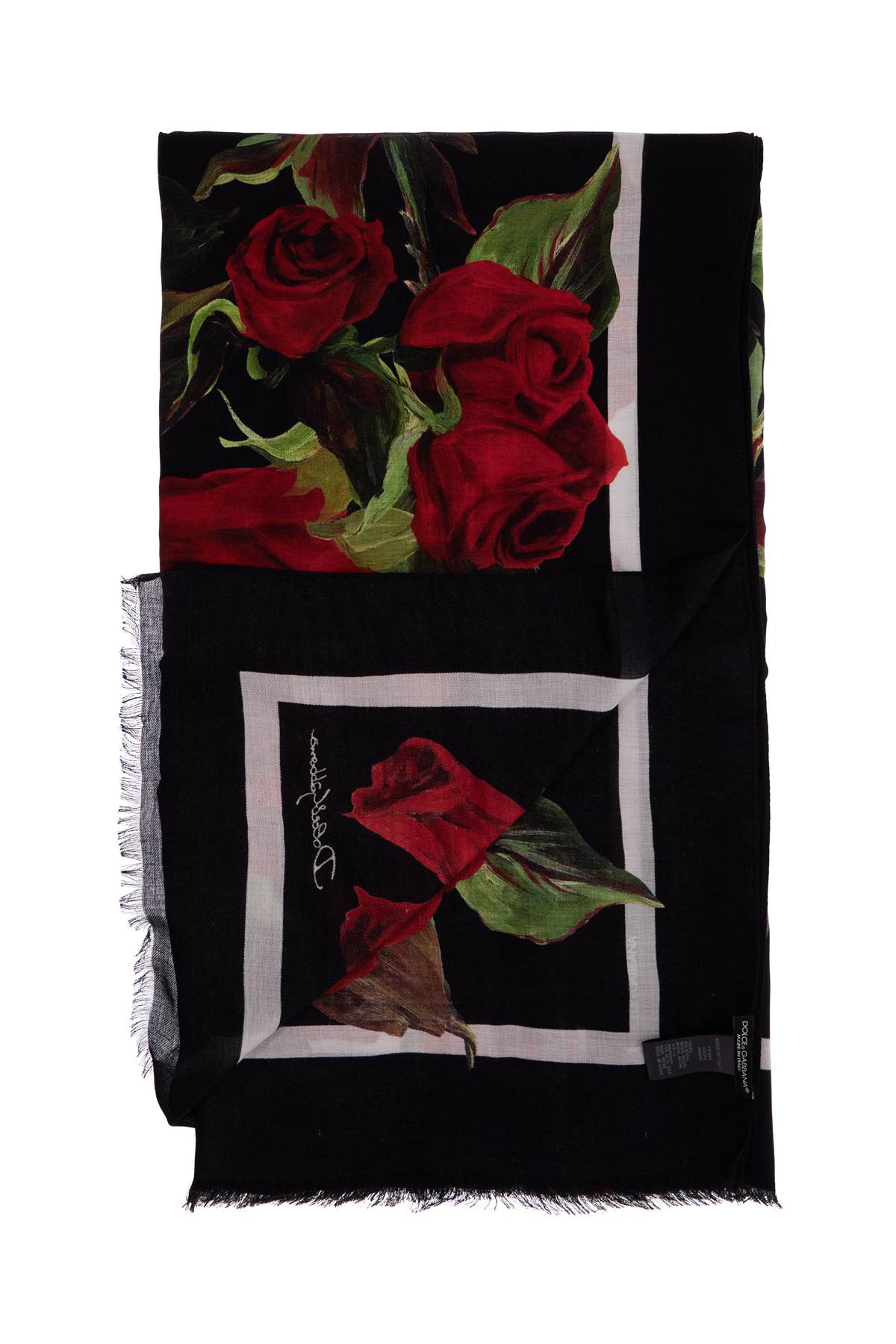 DOLCE & GABBANA Elegant Rose Print Silk Blend Scarf for Women