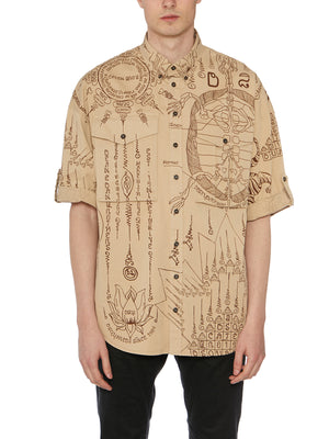 DSQUARED2 Men's Beige Print Cotton Shirt for SS23 Collection