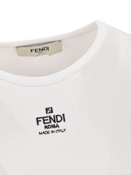 FENDI Mini Cropped T-Shirt with Embroidered Logo