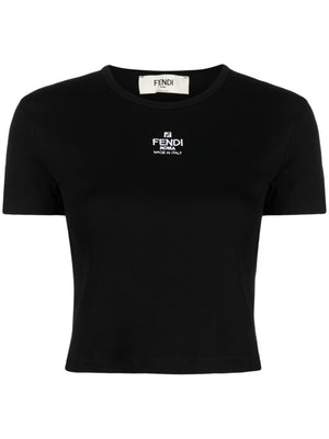 FENDI Cropped Logo Cotton T-Shirt for Women