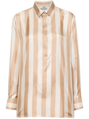 FENDI Elegant Striped Silk Blouse