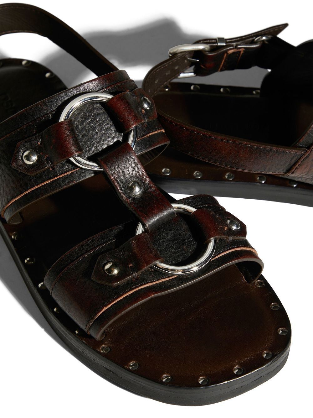 DSQUARED2 Men's Brown Leather Flat Sandals for SS23