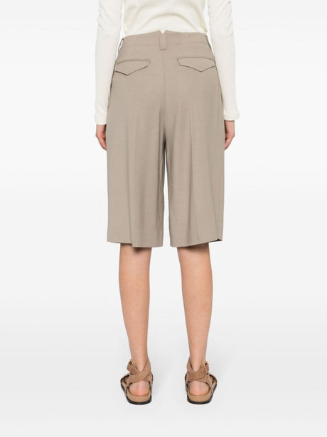 AMI PARIS Light Taupe Viscose and Virgin Wool Bermuda Pants for Women