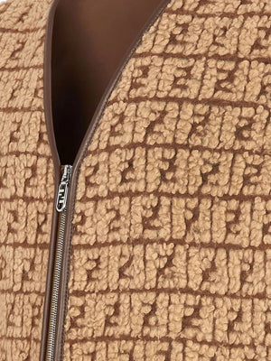 FENDI Luxurious Monogrammed Zip-Up Vest for Men - Brown