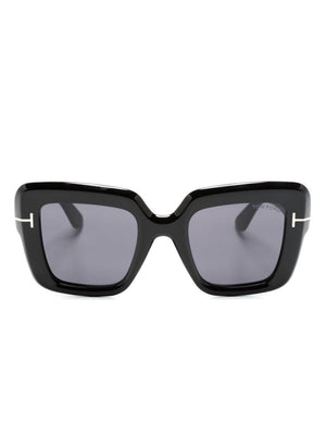 TOM FORD Trendy Men's Shiny Black and Smoke Acetate Sunglasses for FW24