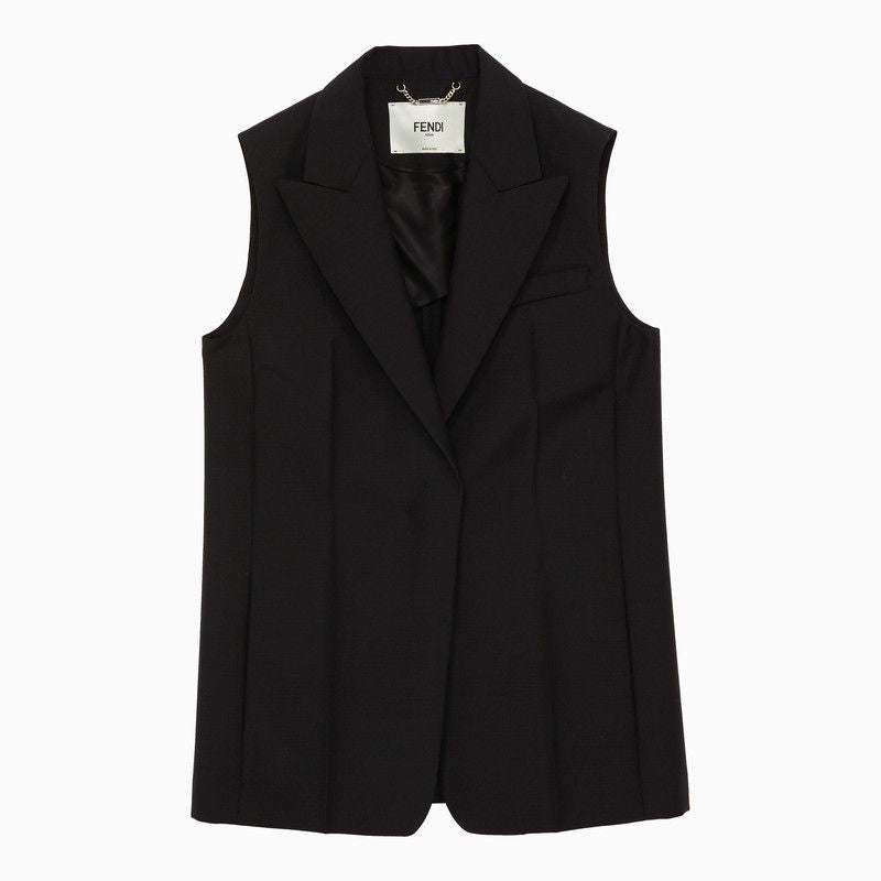 FENDI Embroidered Logo Mohair Wool Vest for Women