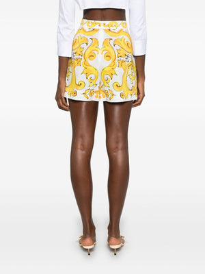 DOLCE & GABBANA Majolica Print Cotton Shorts for Women