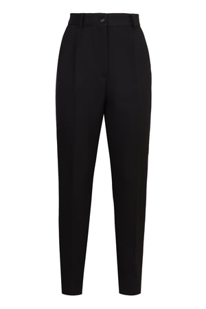 DOLCE & GABBANA  BLACK WOOL GABARDINE TUXEDO TROUSERS