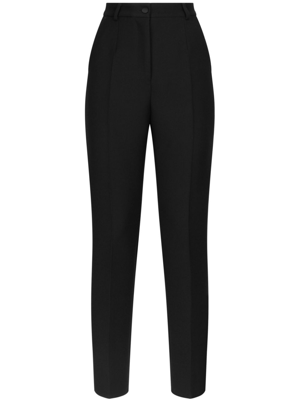 DOLCE & GABBANA High-Waisted Satin Trim Slim Cut Trousers