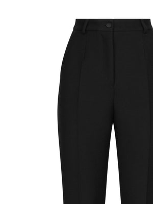 DOLCE & GABBANA High-Waisted Satin Trim Slim Cut Trousers