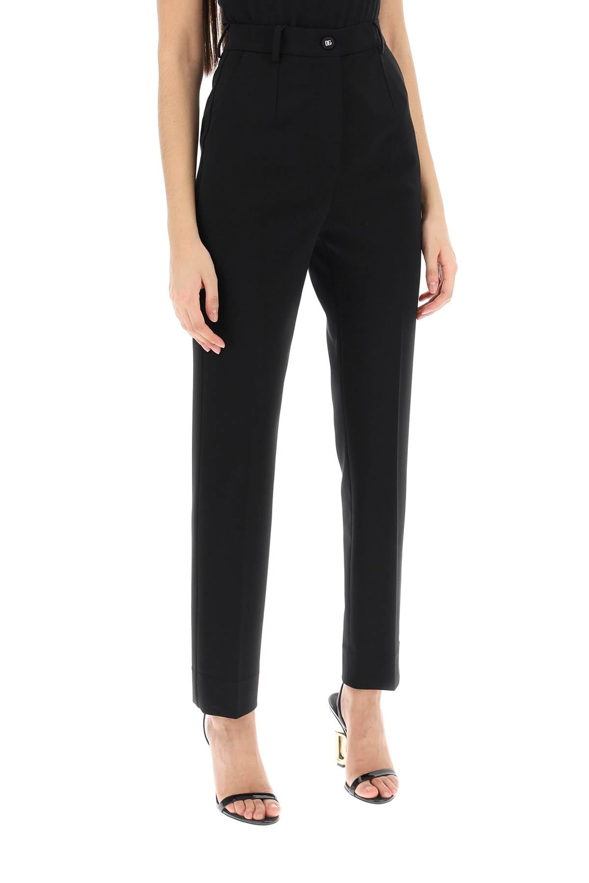 Women's Black Milan-Stitch Cigarette Pants for SS24