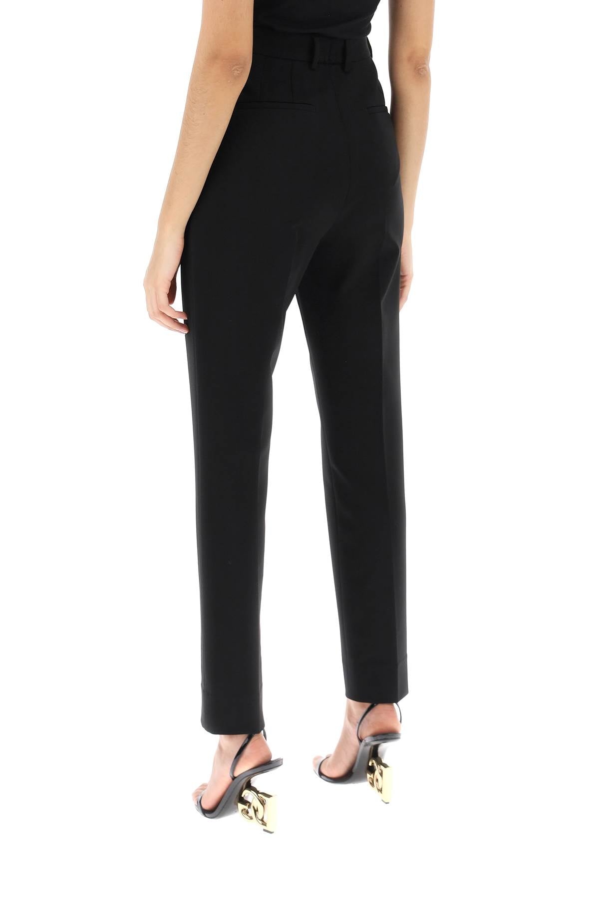 Women's Black Milan-Stitch Cigarette Pants for SS24