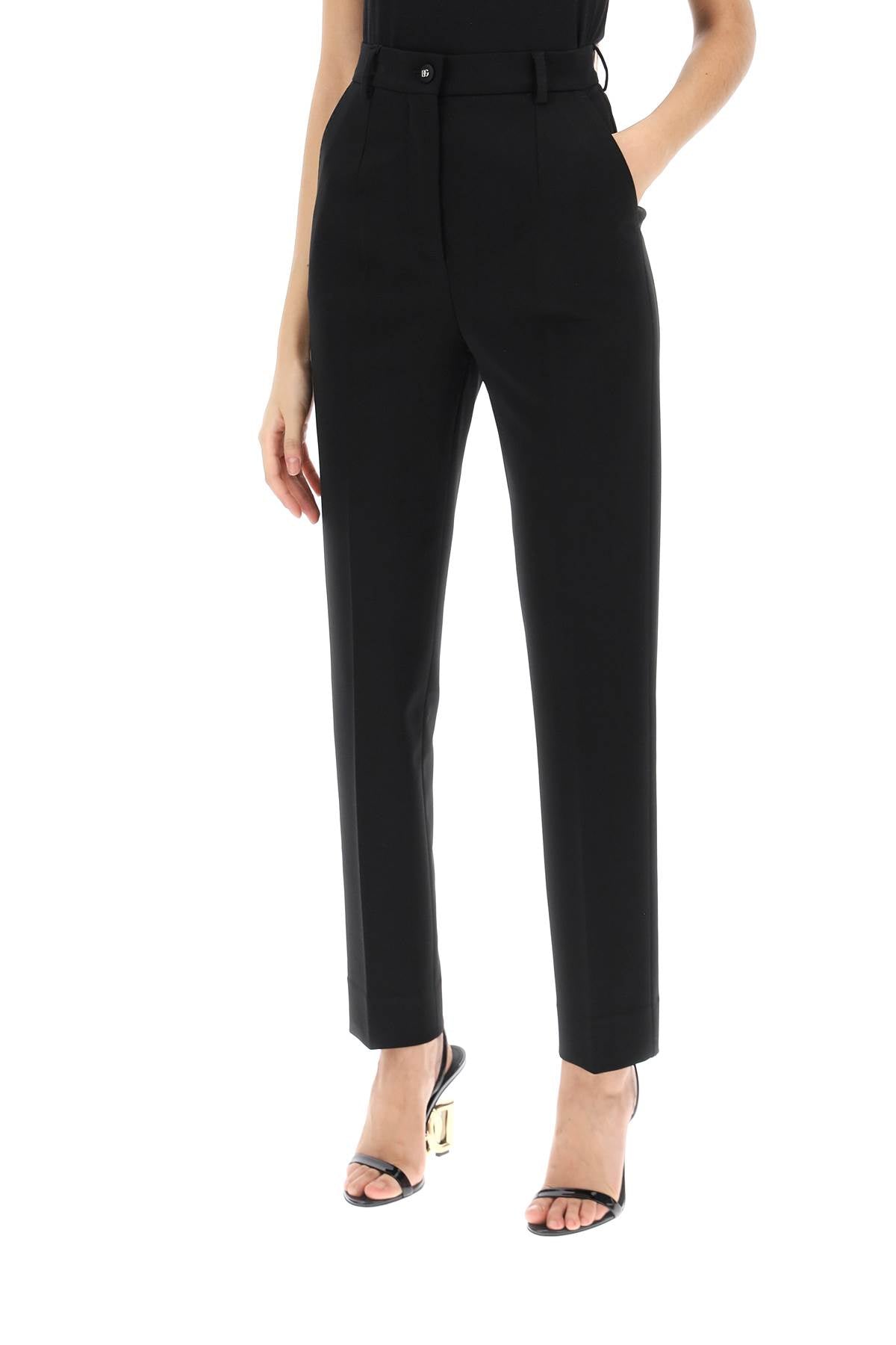 Women's Black Milan-Stitch Cigarette Pants for SS24