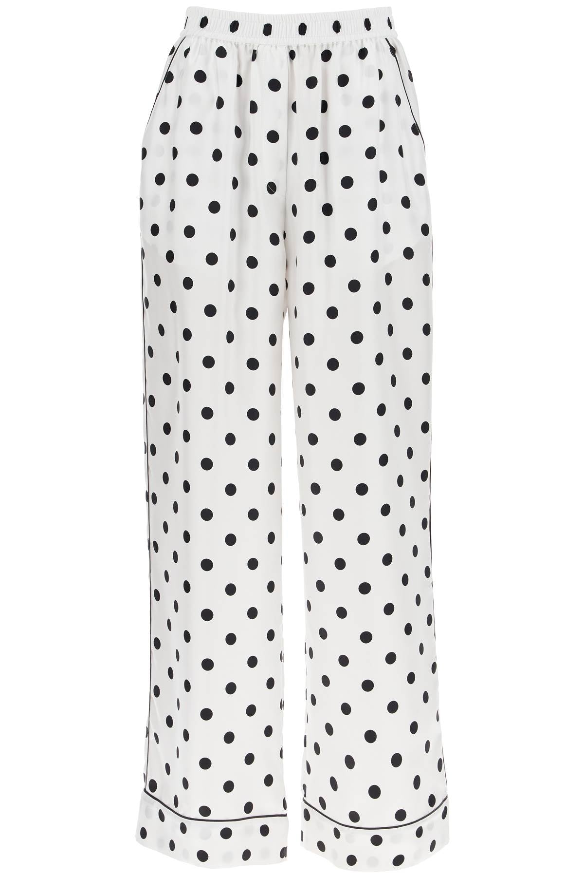 DOLCE & GABBANA Silk Polka Dot Print Pajama Pants - Relaxed Fit