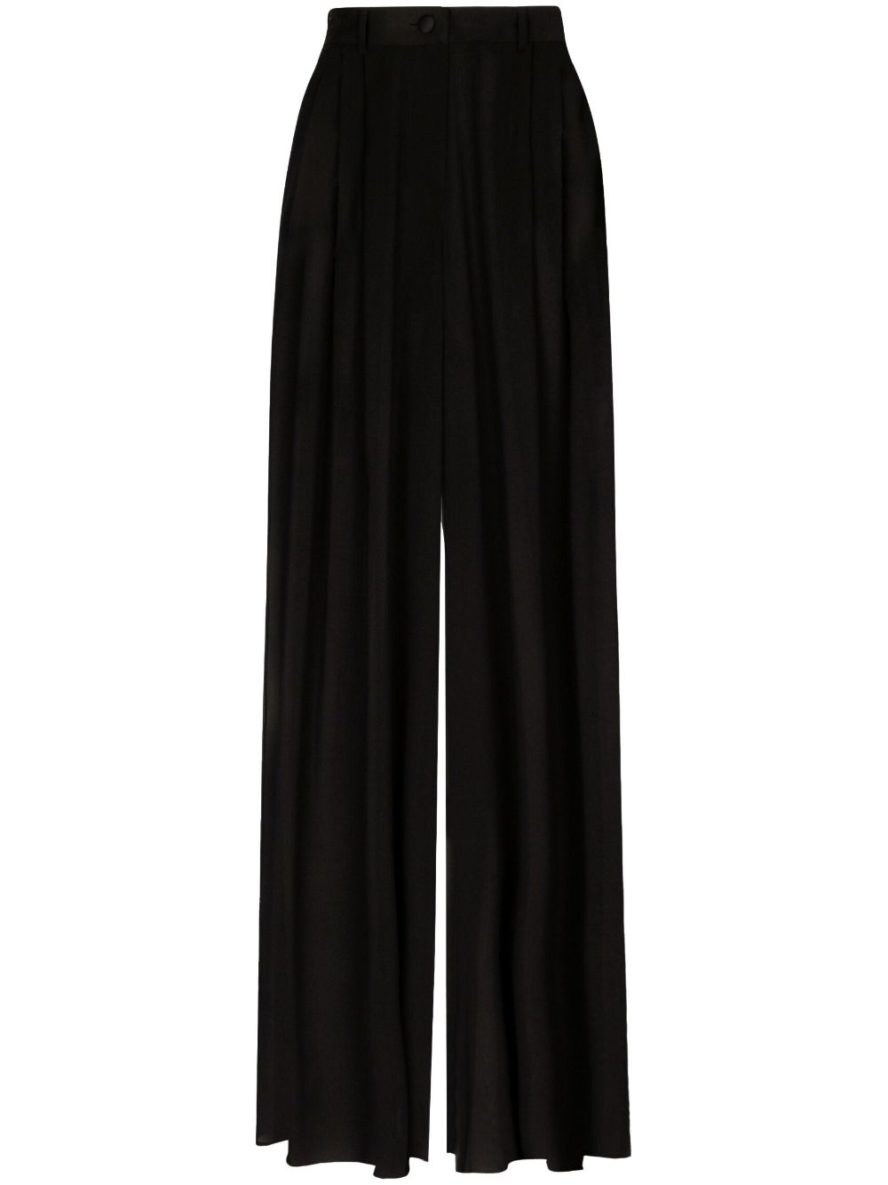 DOLCE & GABBANA Black Wide-Leg Stretch-Silk Trousers for Women