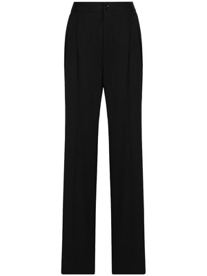 Dolce & Gabbana Women's Stretch Wool Wide Leg Trousers in Black for FW23